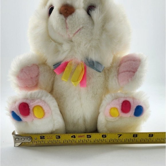 VINTAGE WHITE BUNNY RABBIT JELLY BEAN TOES FEET STUFFED ANIMAL PLUSH 14" - Picture 11 of 12